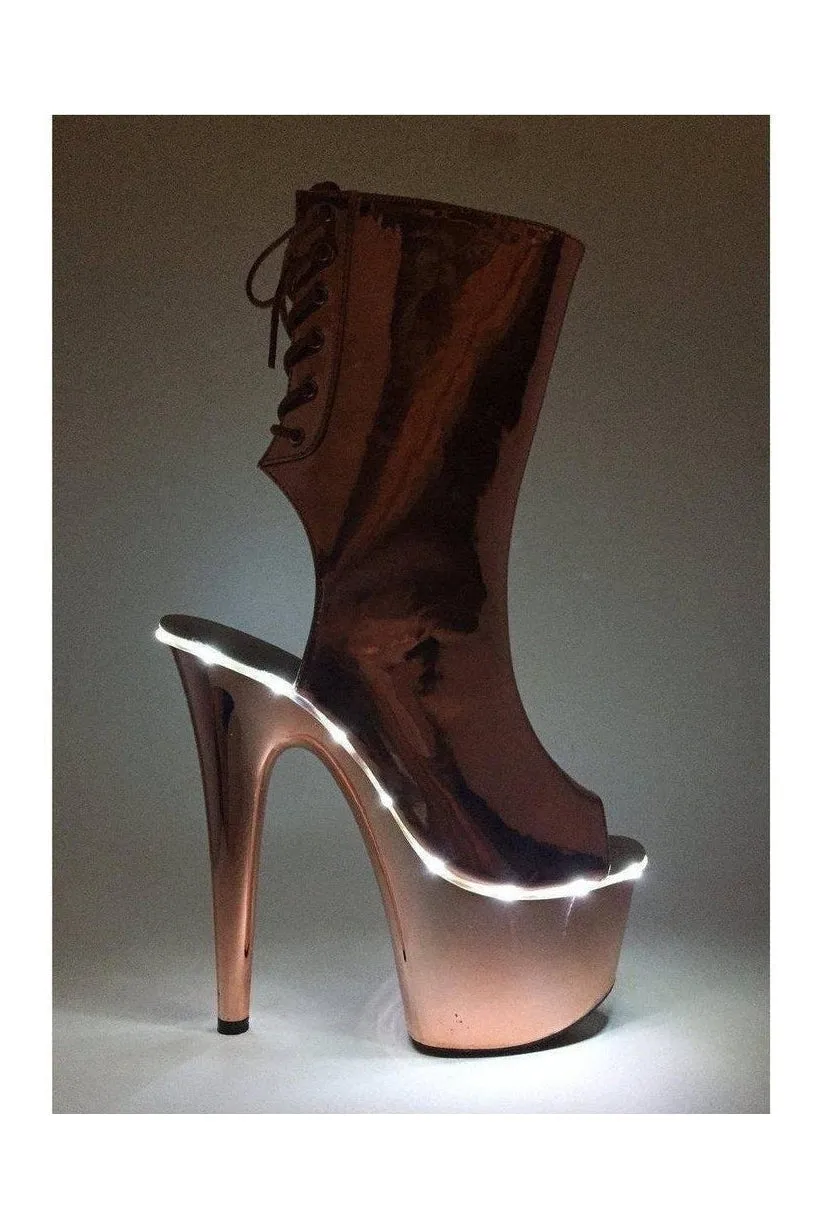 709-GEORGETTE LED Platform  | Gold Faux Leather
