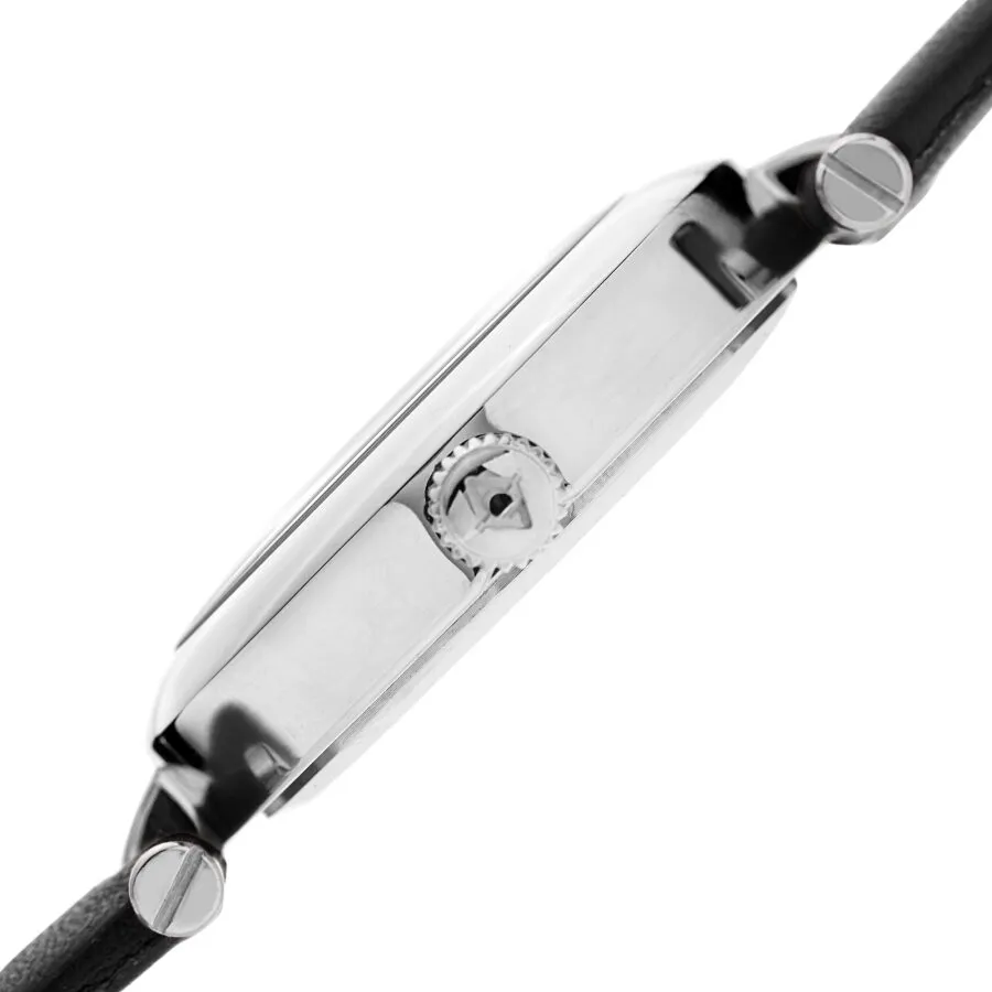Akribos Xxiv Diamond Silver Dial Black Leather Ladies Watch AK1044SSB