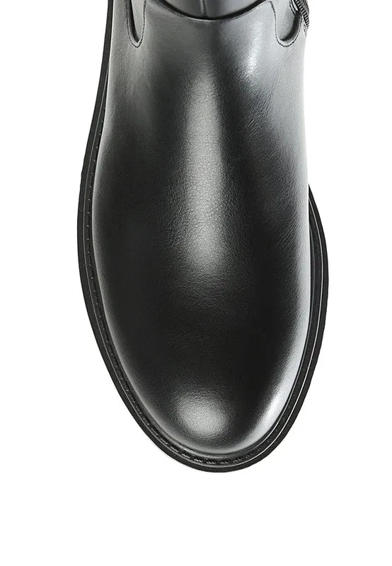 Axle Knee-High Boots – Low Block Heel in Black and Tan