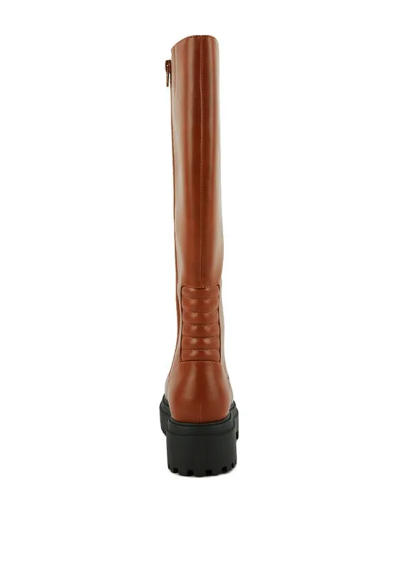 Axle Knee-High Boots – Low Block Heel in Black and Tan