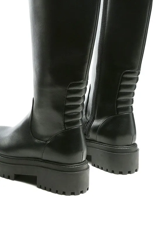 Axle Knee-High Boots – Low Block Heel in Black and Tan