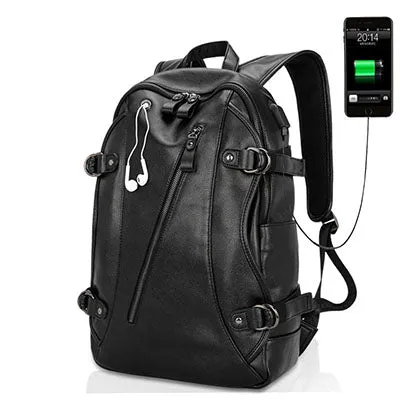Backpack USB Charging <br> Vegan Leather