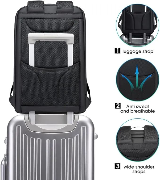 BANGE Anti Theft Backpack with USB charging Port,Lightweight Business Backpack for Men and Women