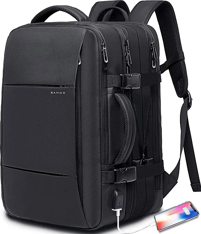 BANGE Weekender Carry-on Backpack,45L Expandable Travel Backpacks for Airplanes,Convertible Backpack Briefcase for Traveling,Water Resistant 17.3” Laptop Backpack for Men & Women…