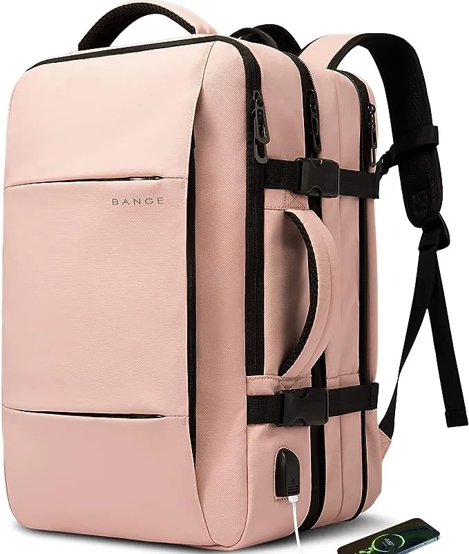 BANGE Weekender Carry-on Backpack,45L Expandable Travel Backpacks for Airplanes,Convertible Backpack Briefcase for Traveling,Water Resistant 17.3” Laptop Backpack for Men & Women…