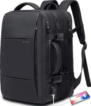 BANGE Weekender Carry-on Backpack,45L Expandable Travel Backpacks for Airplanes,Convertible Backpack Briefcase for Traveling,Water Resistant 17.3” Laptop Backpack for Men & Women…