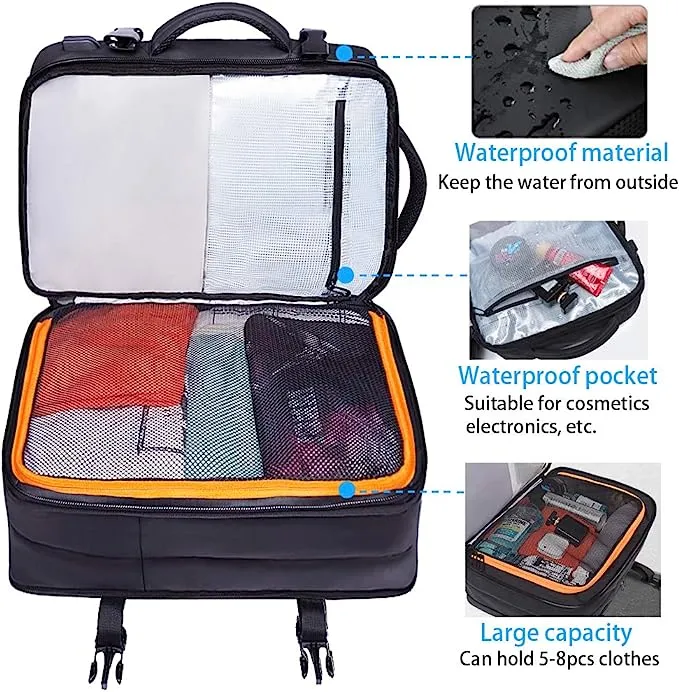 BANGE Weekender Carry-on Backpack,45L Expandable Travel Backpacks for Airplanes,Convertible Backpack Briefcase for Traveling,Water Resistant 17.3” Laptop Backpack for Men & Women…