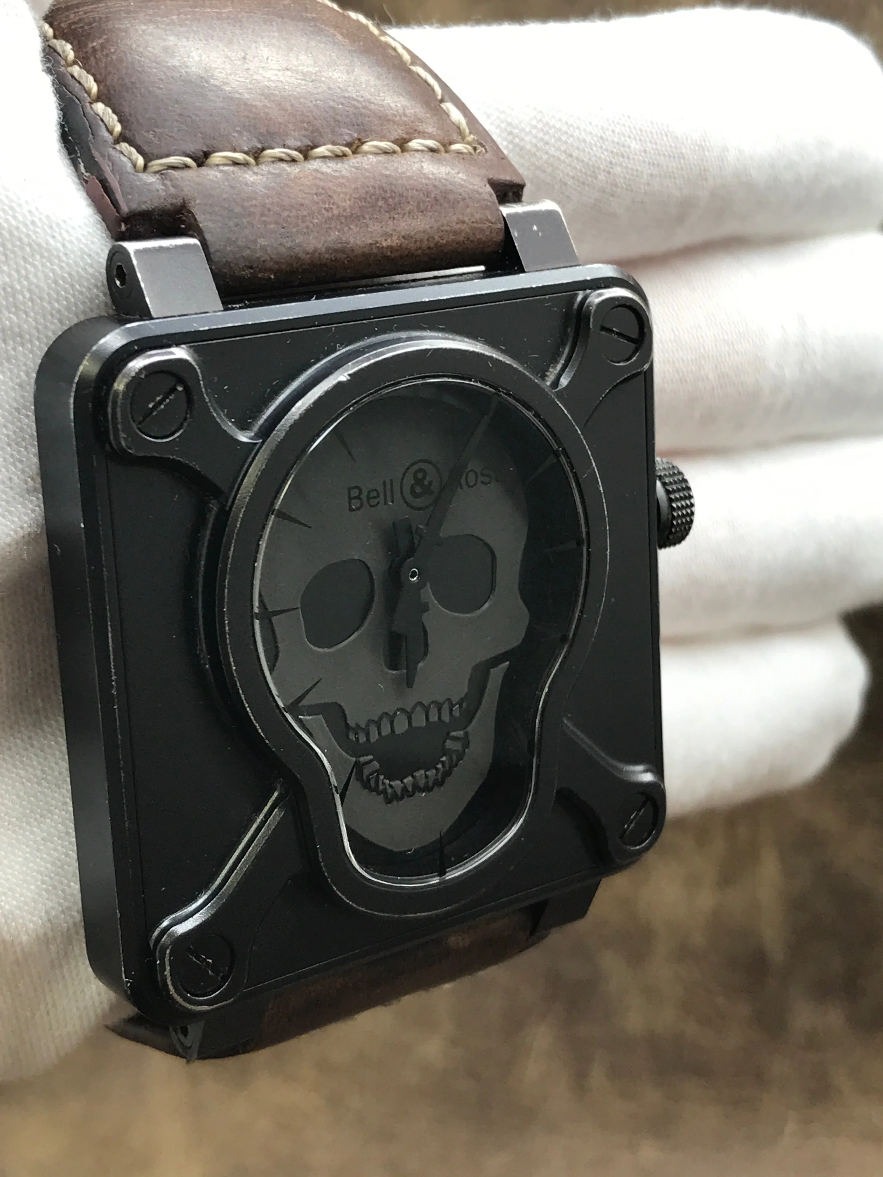 Bell & Ross Airborne Skull & Crossbones Limited Edition BR01-92-SA Grey Dial Automatic Men's Watch