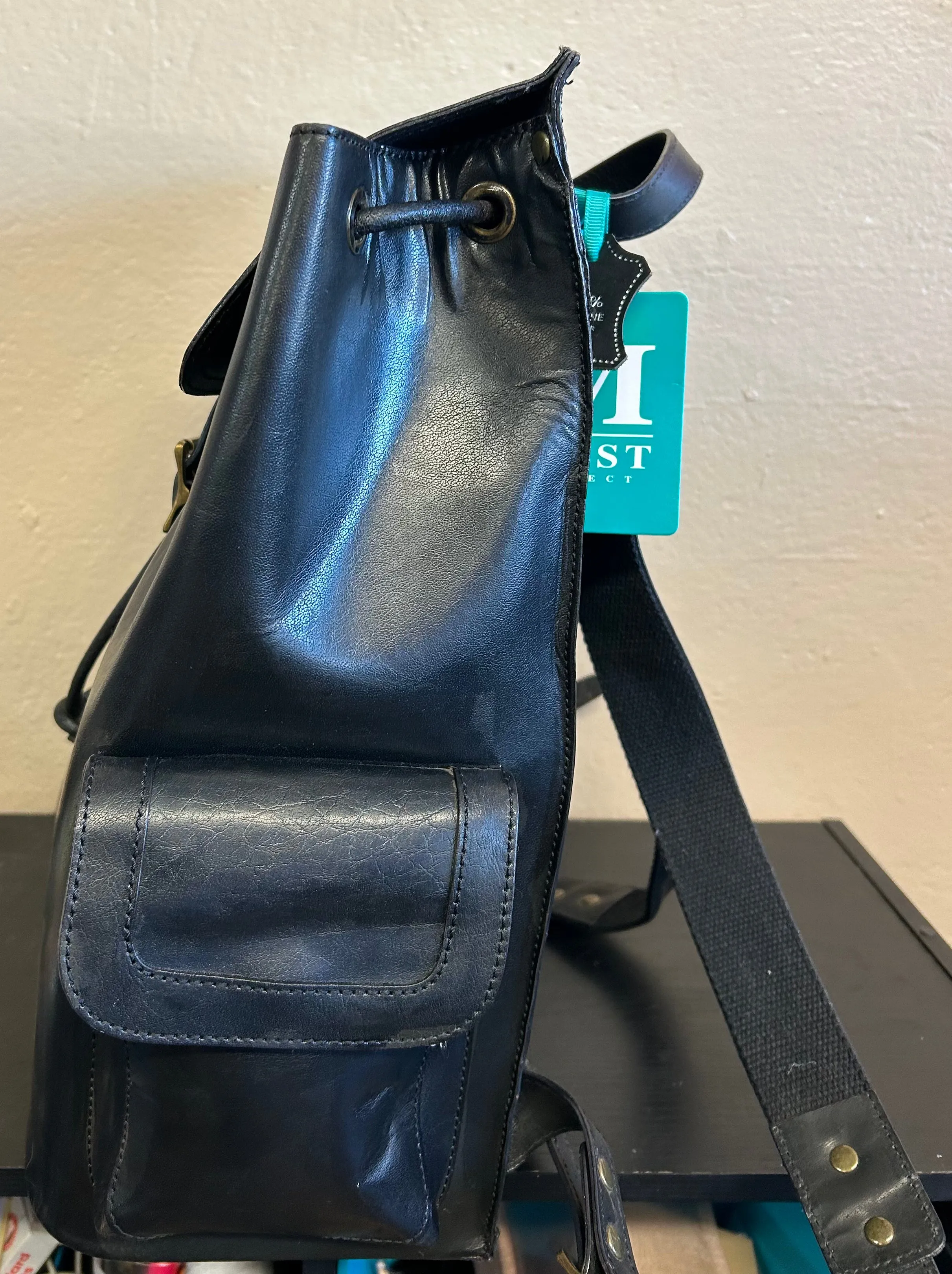 Black Leather Backpack