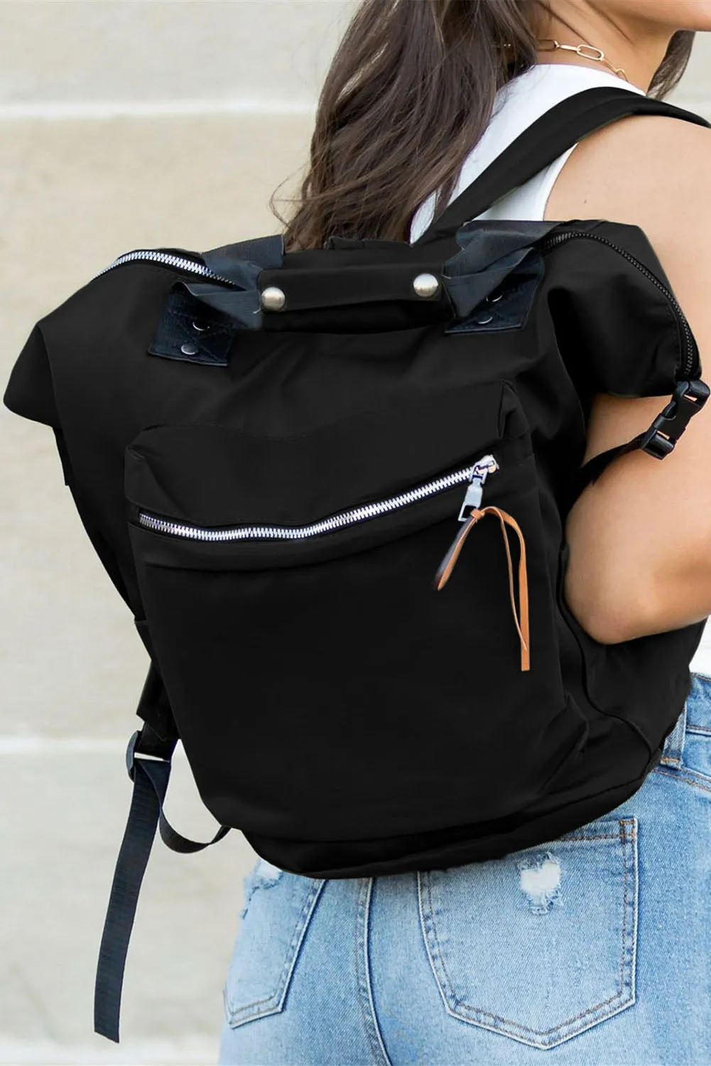 Black Multi-pockets Large Capacity Backpack 24*15*40cm