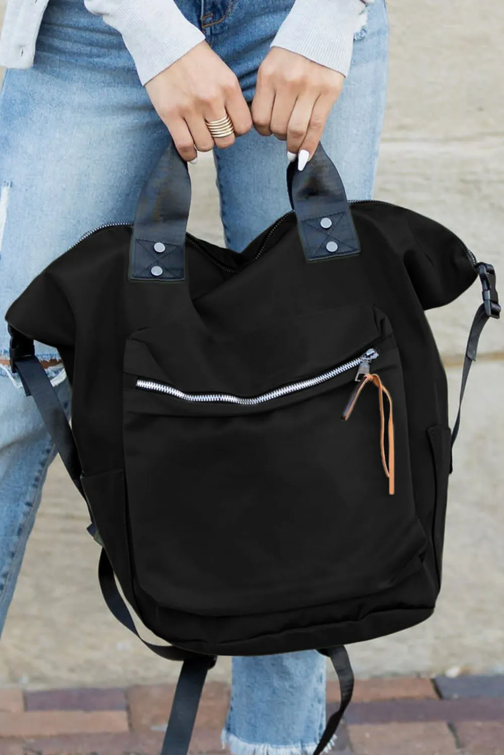 Black Multi-pockets Large Capacity Backpack 24*15*40cm