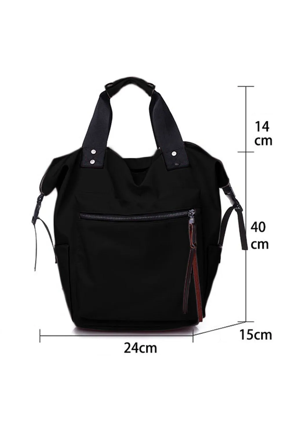 Black Multi-pockets Large Capacity Backpack 24*15*40cm