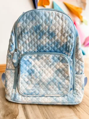 Blue   White Cloud Tie-Dye Backpack
