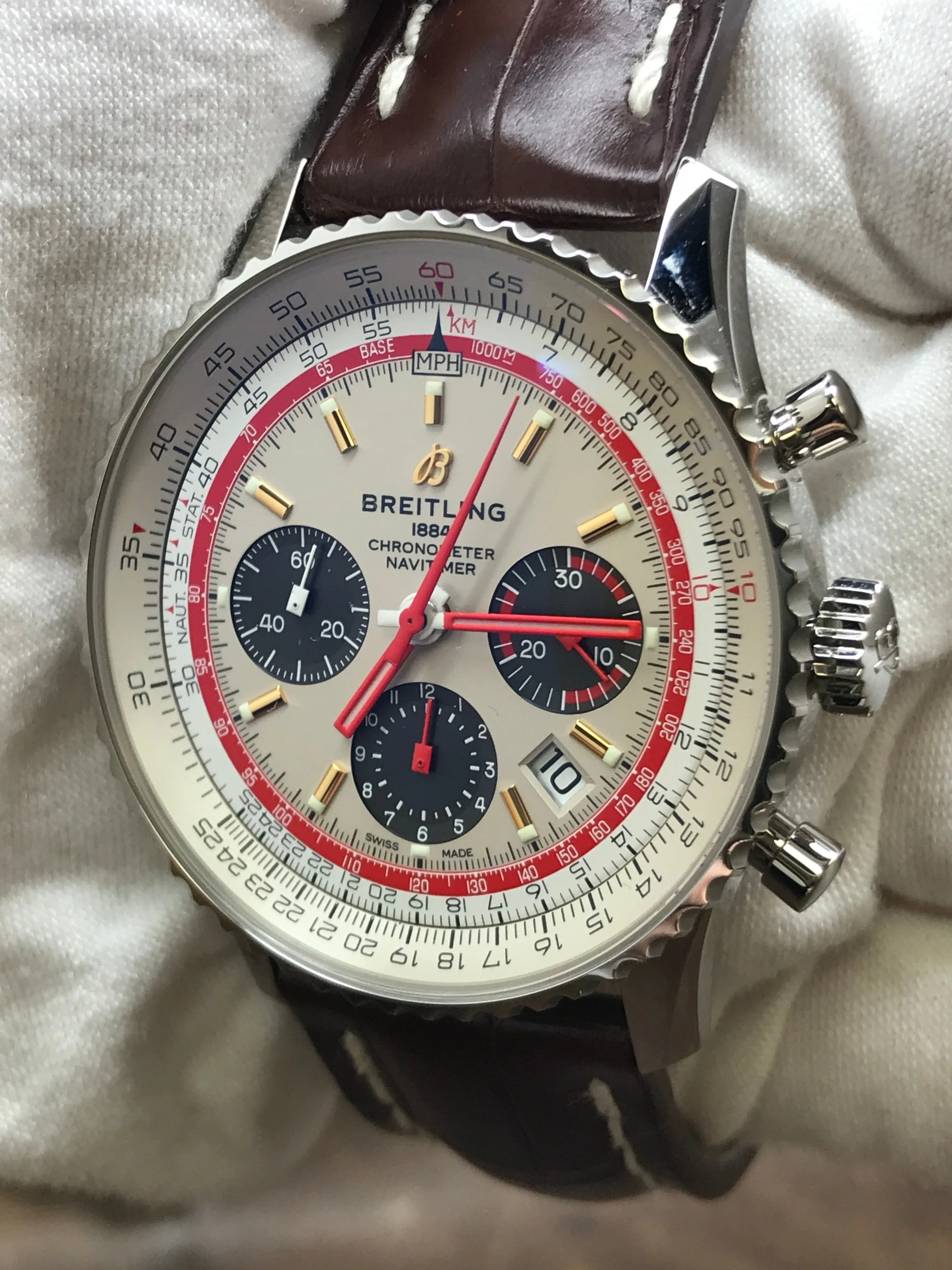 Breitling Navitimer B01 Chronograph 43 AB01219A1G1X1 White Panda Dial Automatic  Men's Watch