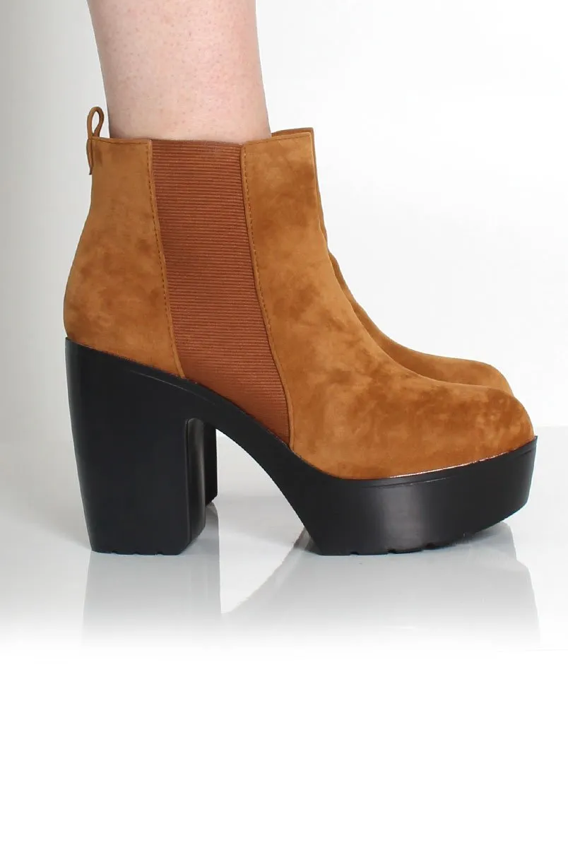 Brenna Tan Suede Platform Boots
