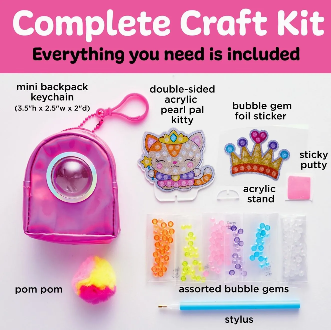 Bubble Gems Backpack Keychain-Kitty Princess