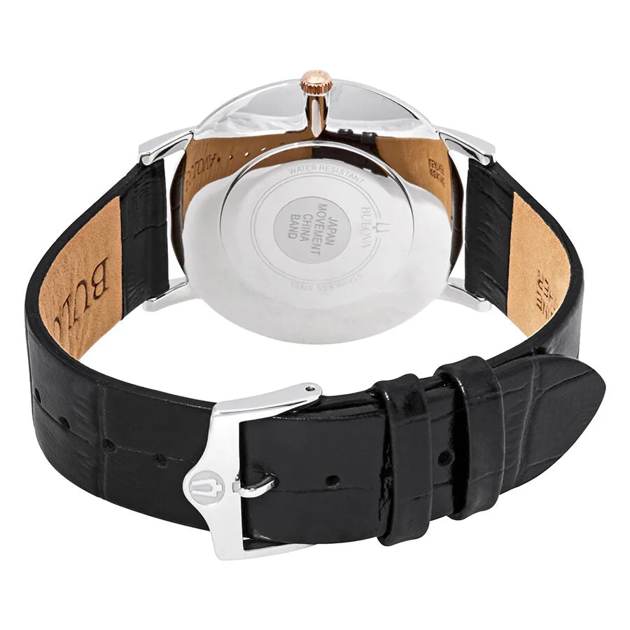Bulova Classic Grey Dial Black Leather Men's Watch 98A167