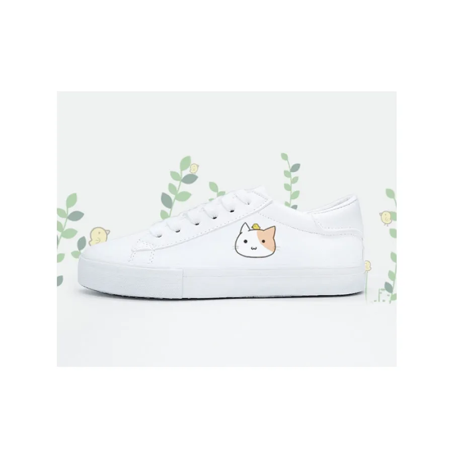Bunny Kitty Print Casual Shoes PU Slip-on Classic White
