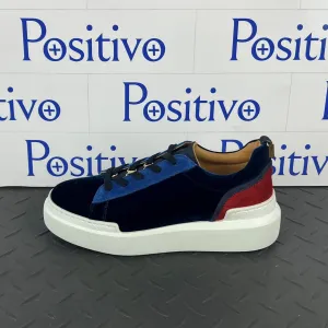 Buscemi Women's Ninna Velvet Navy Leather Sneakers