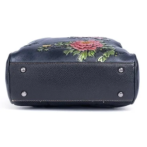 Butterfly Dahlia Genuine Leather Backpack