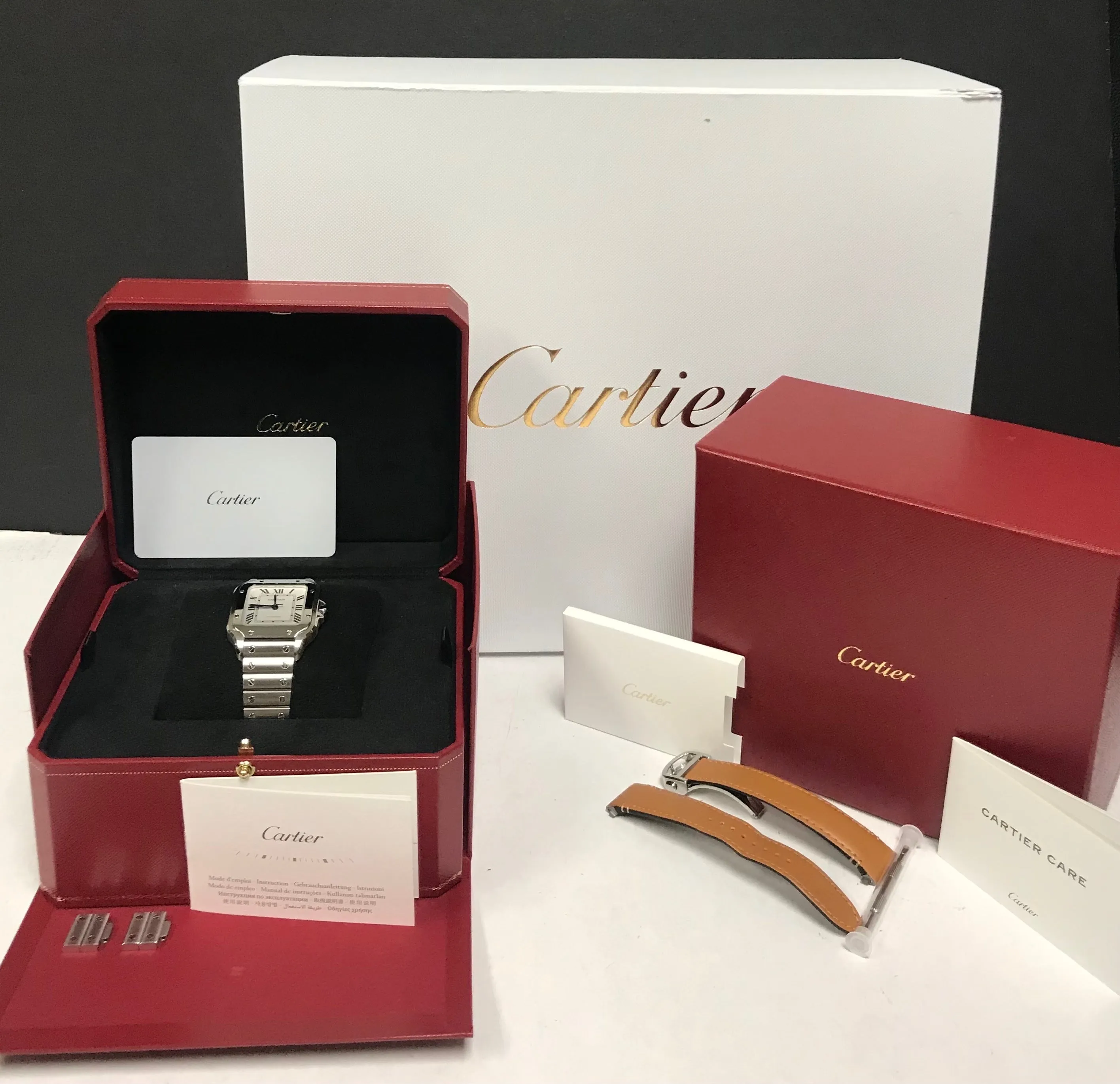 Cartier Santos 100 Midsize WSSA0029 White Roman Dial Automatic Watch