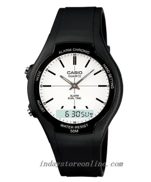Casio Analog-Digital Men's Watch AW-90H-7E Resin Band Resin Glass
