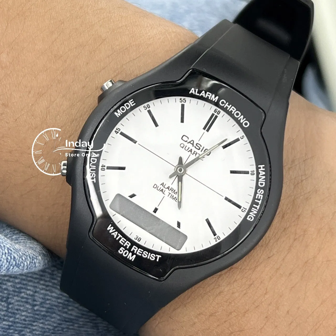 Casio Analog-Digital Men's Watch AW-90H-7E Resin Band Resin Glass