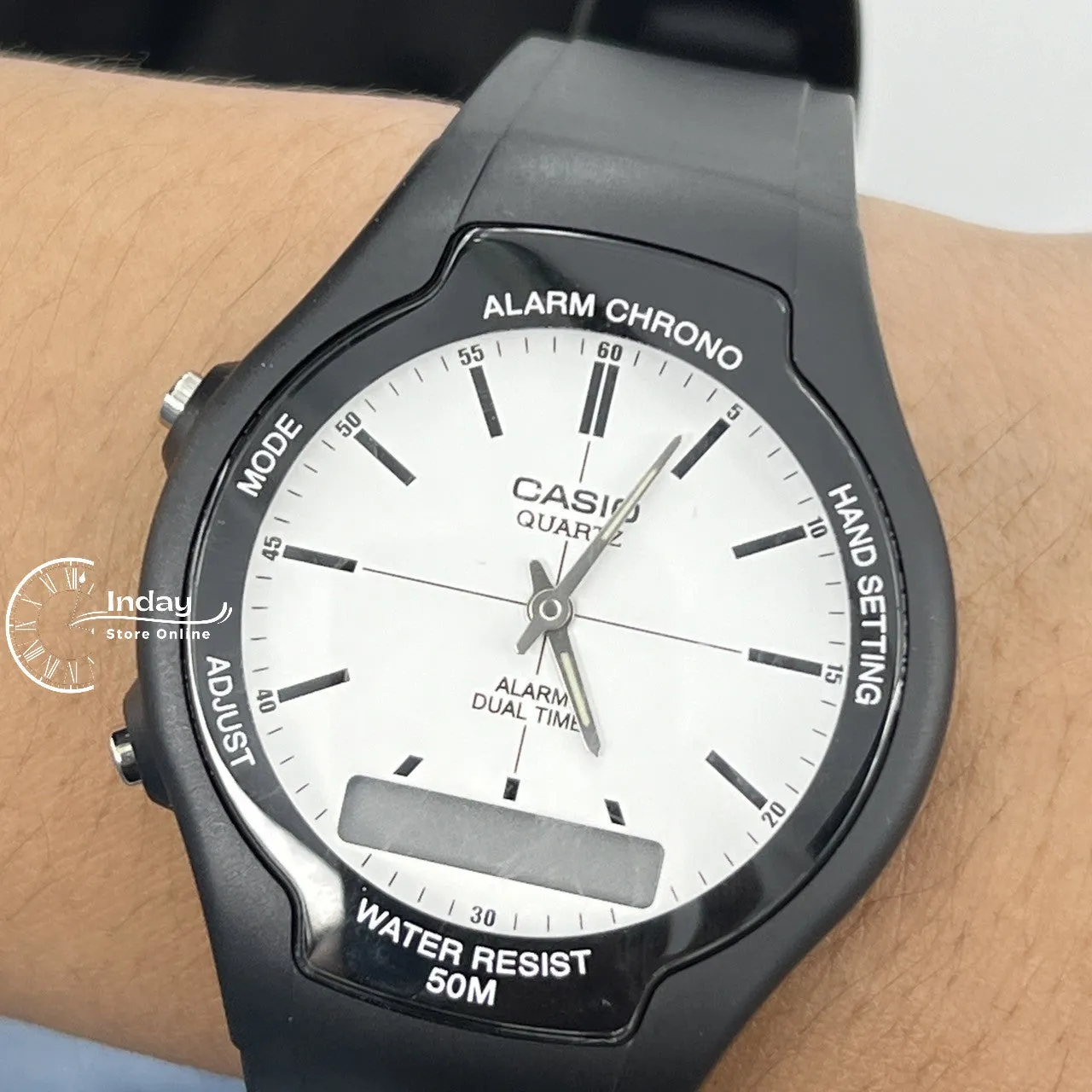 Casio Analog-Digital Men's Watch AW-90H-7E Resin Band Resin Glass