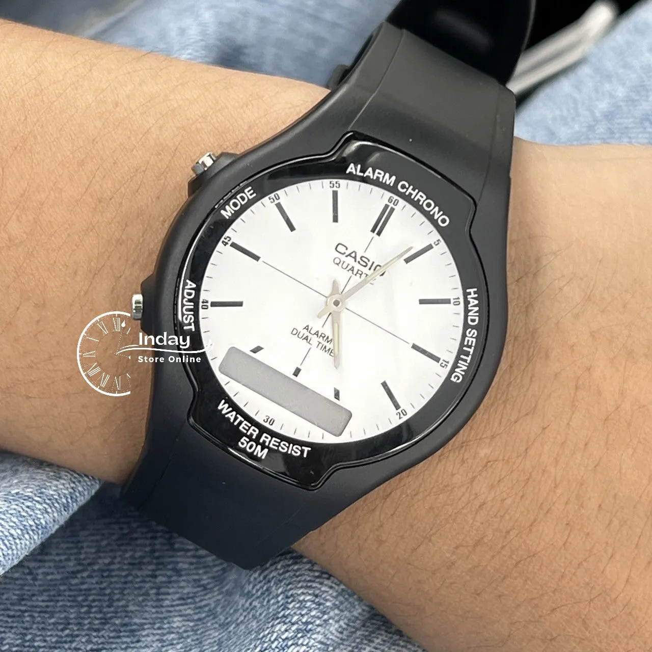 Casio Analog-Digital Men's Watch AW-90H-7E Resin Band Resin Glass