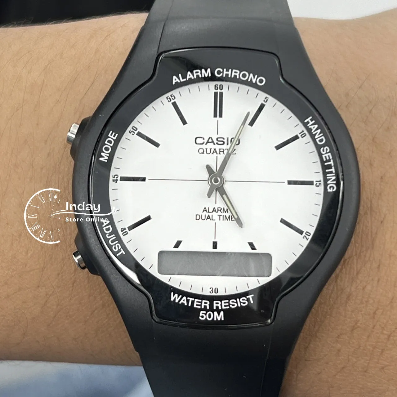 Casio Analog-Digital Men's Watch AW-90H-7E Resin Band Resin Glass