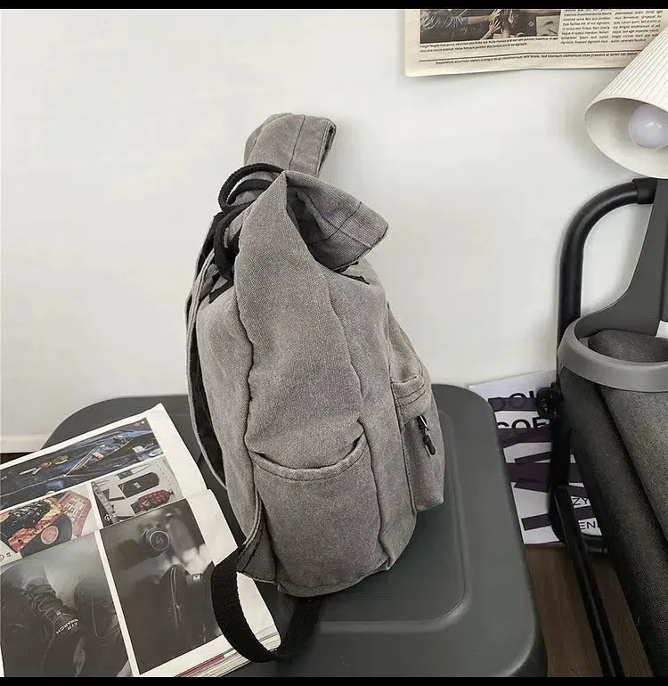 Casual Roll-Top Canvas Backpack