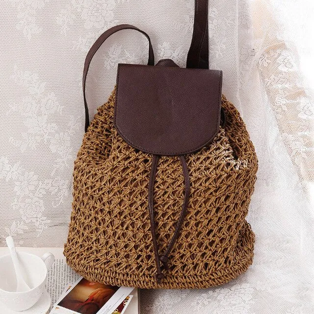 Casual Straw Backpack