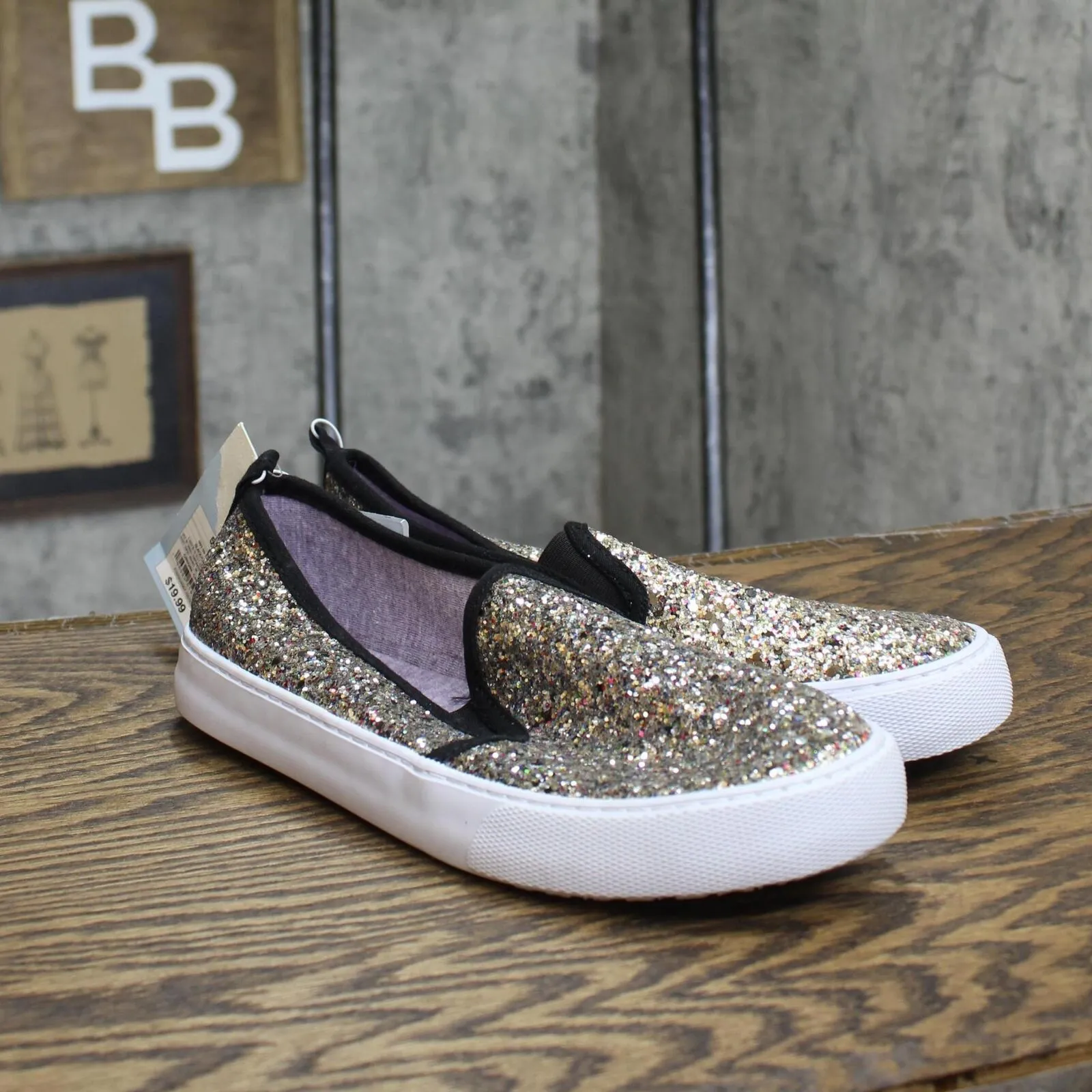 Cat & Jack Girls Carey Glitter Slip-On Sneakers 87831649 Black Multi 5