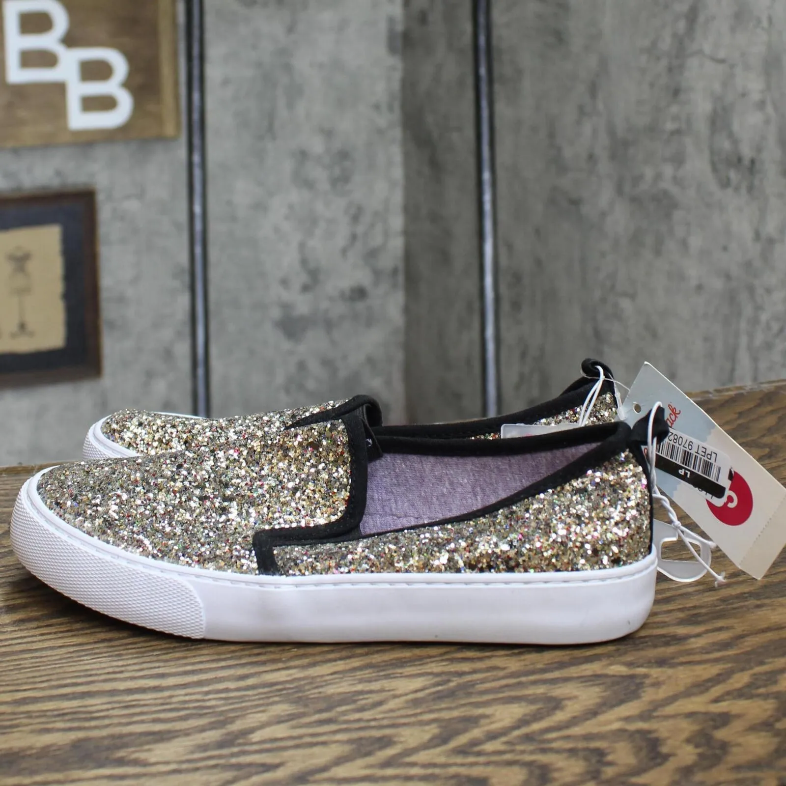 Cat & Jack Girls Carey Glitter Slip-On Sneakers 87831649 Black Multi 5