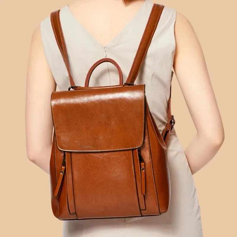 Chic Ladies Leather Backpack