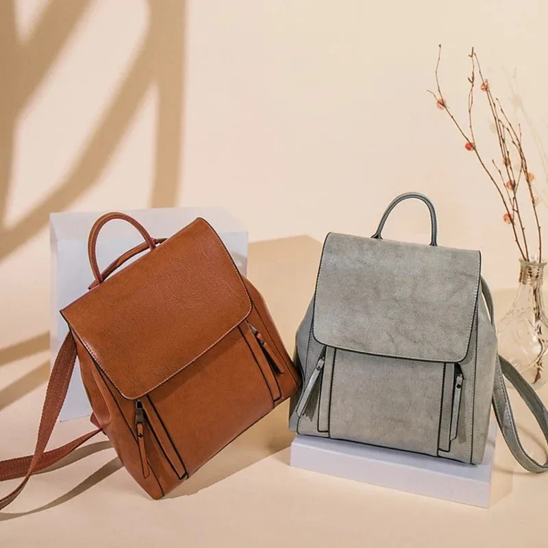 Chic Ladies Leather Backpack