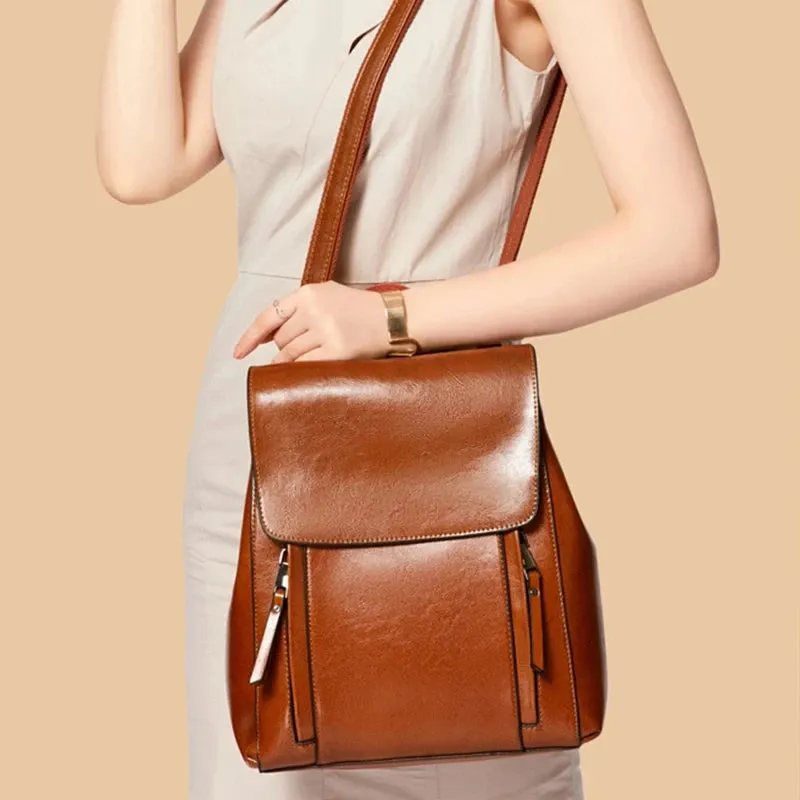 Chic Ladies Leather Backpack