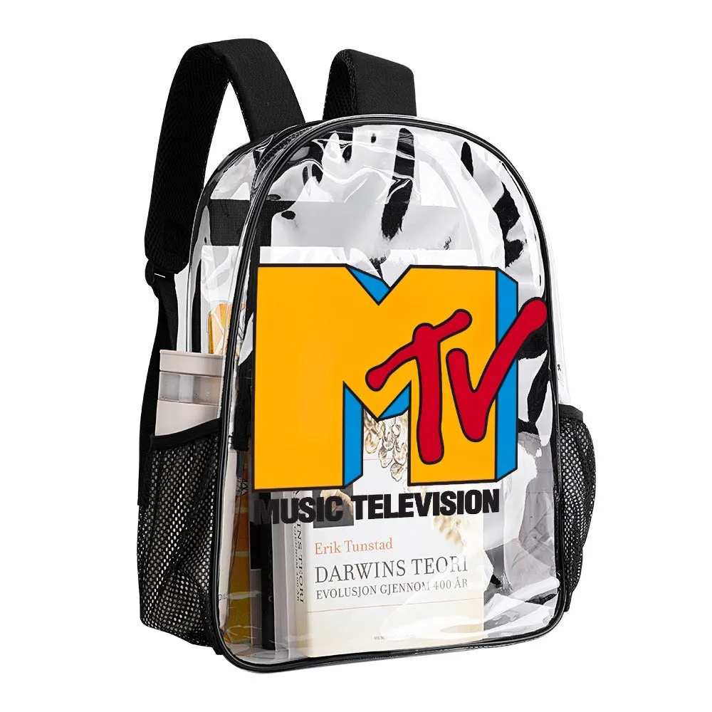 Classic MTV Logo Transparent Backpack 17 Inch