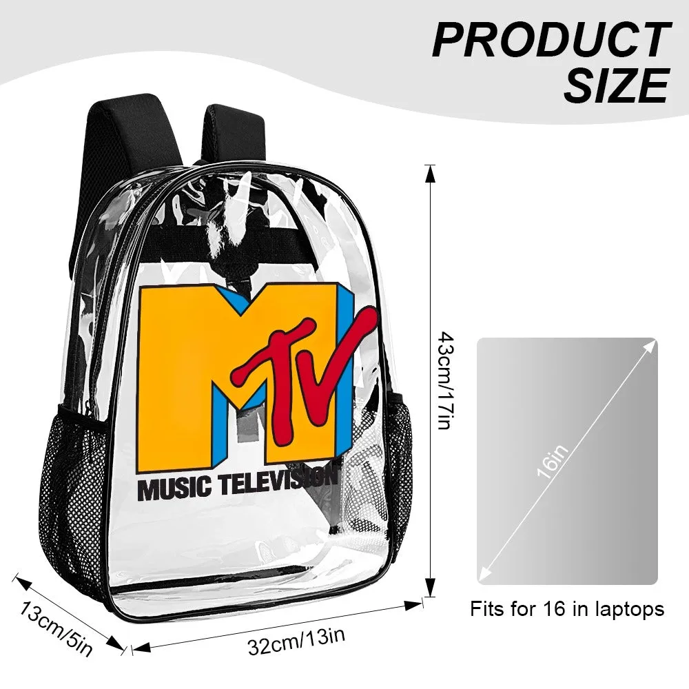 Classic MTV Logo Transparent Backpack 17 Inch