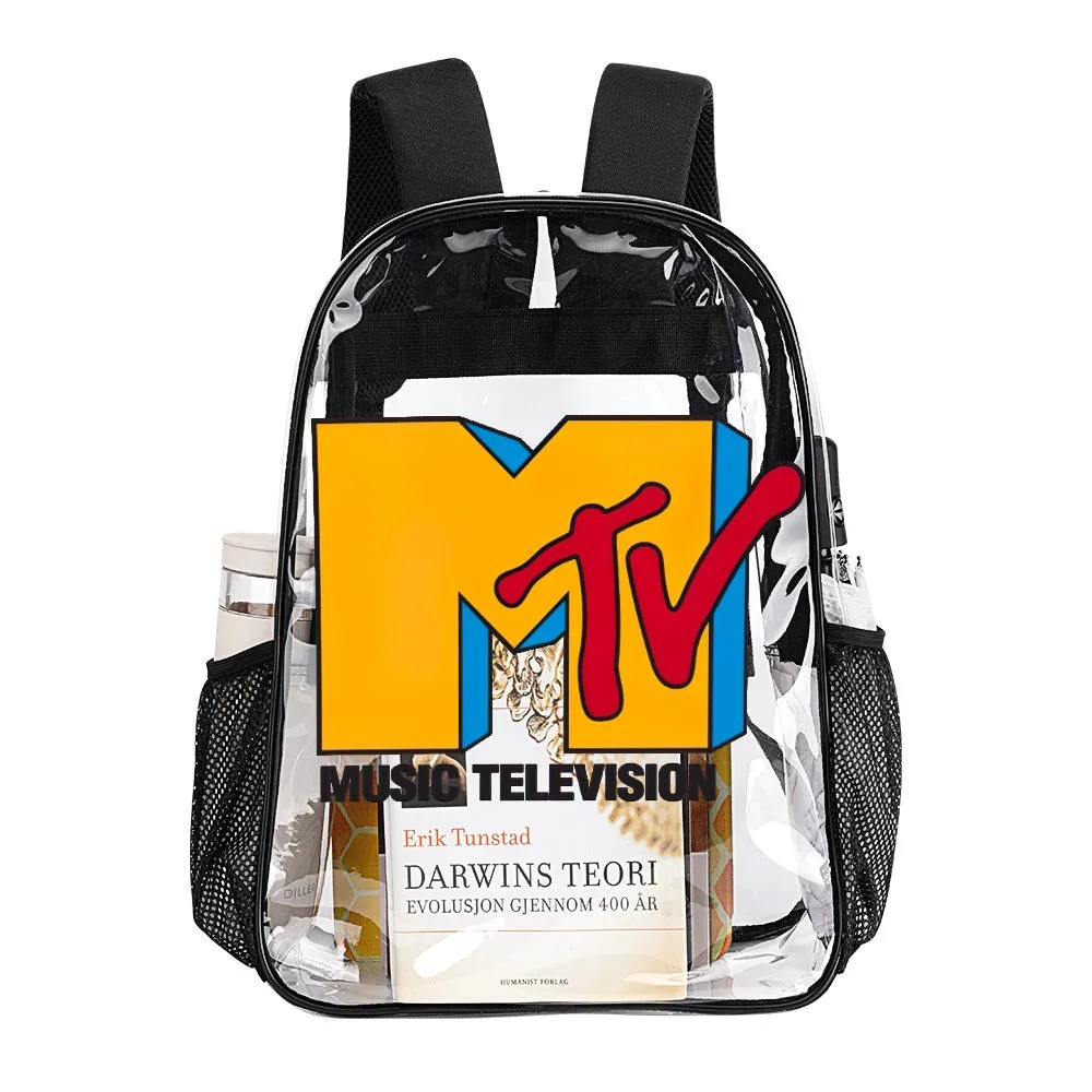 Classic MTV Logo Transparent Backpack 17 Inch