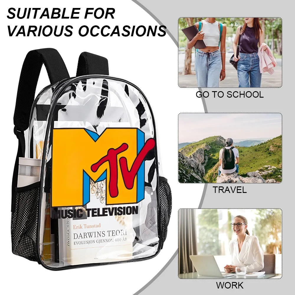 Classic MTV Logo Transparent Backpack 17 Inch