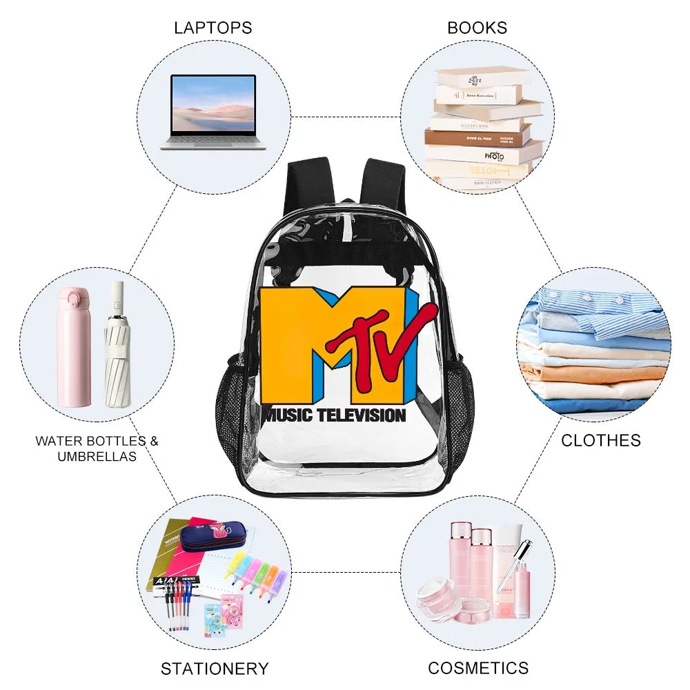 Classic MTV Logo Transparent Backpack 17 Inch