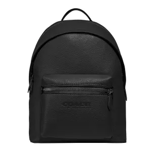 COACH Charter Backpack in Refined Pebbled Leather, Black,