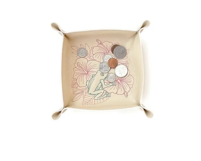 Collapsible Dice Rolling Tray, Tropical floral and frog