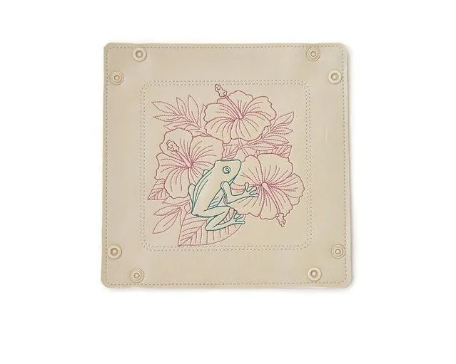 Collapsible Dice Rolling Tray, Tropical floral and frog