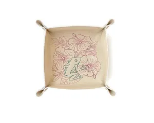 Collapsible Dice Rolling Tray, Tropical floral and frog