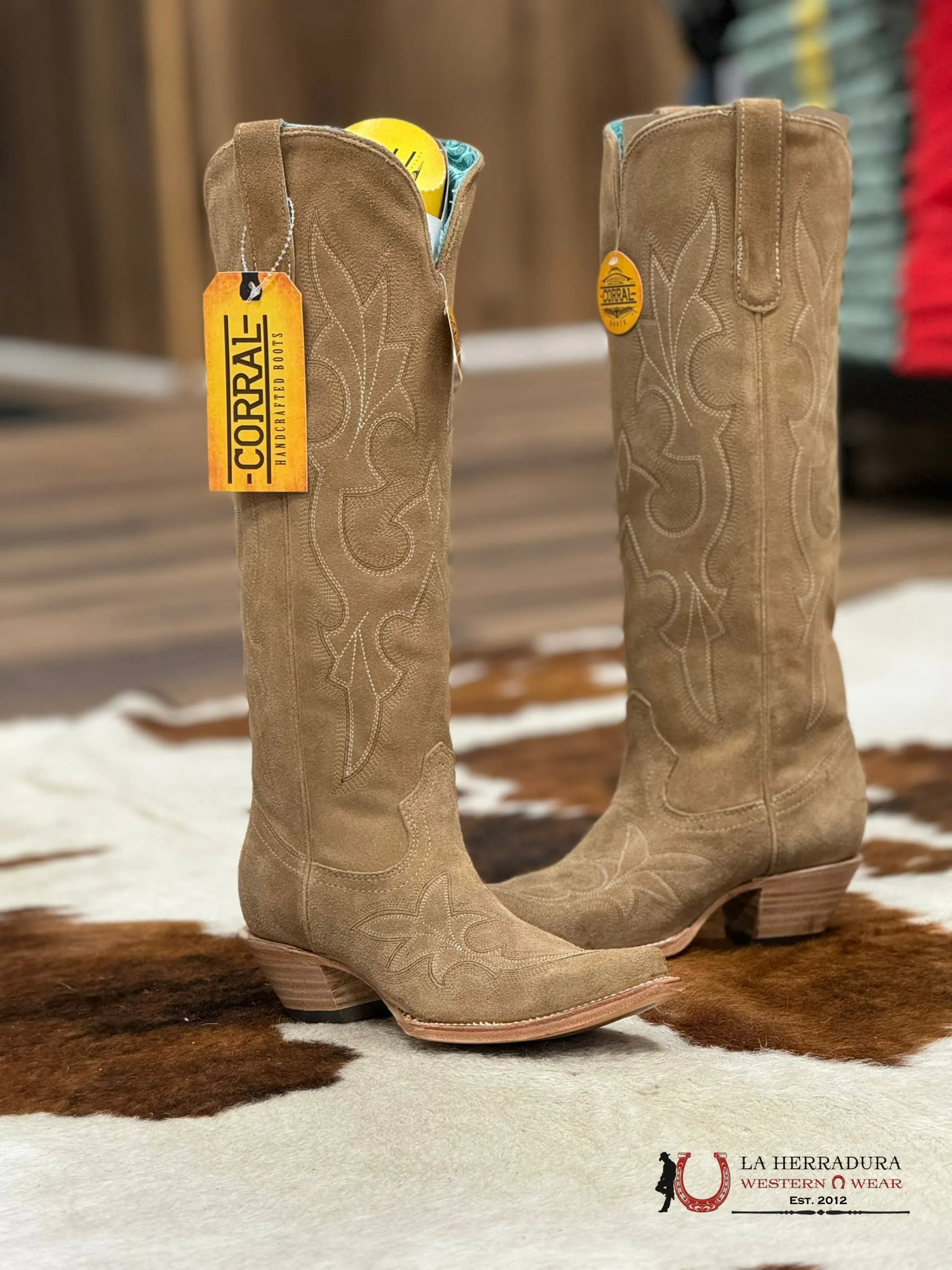 CORRAL TALL BOOT SAND SUEDE EMBROIDERY