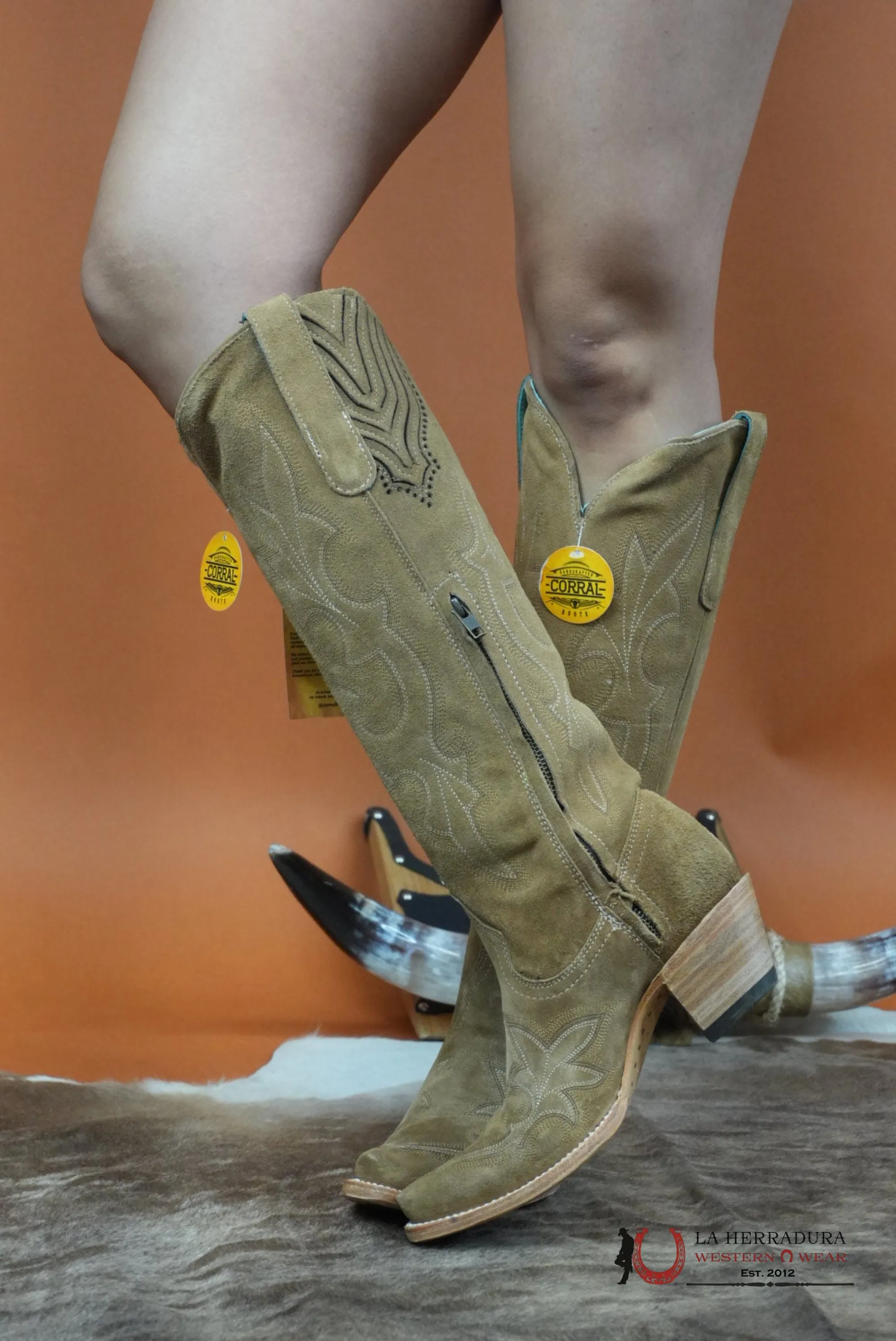 CORRAL TALL BOOT SAND SUEDE EMBROIDERY