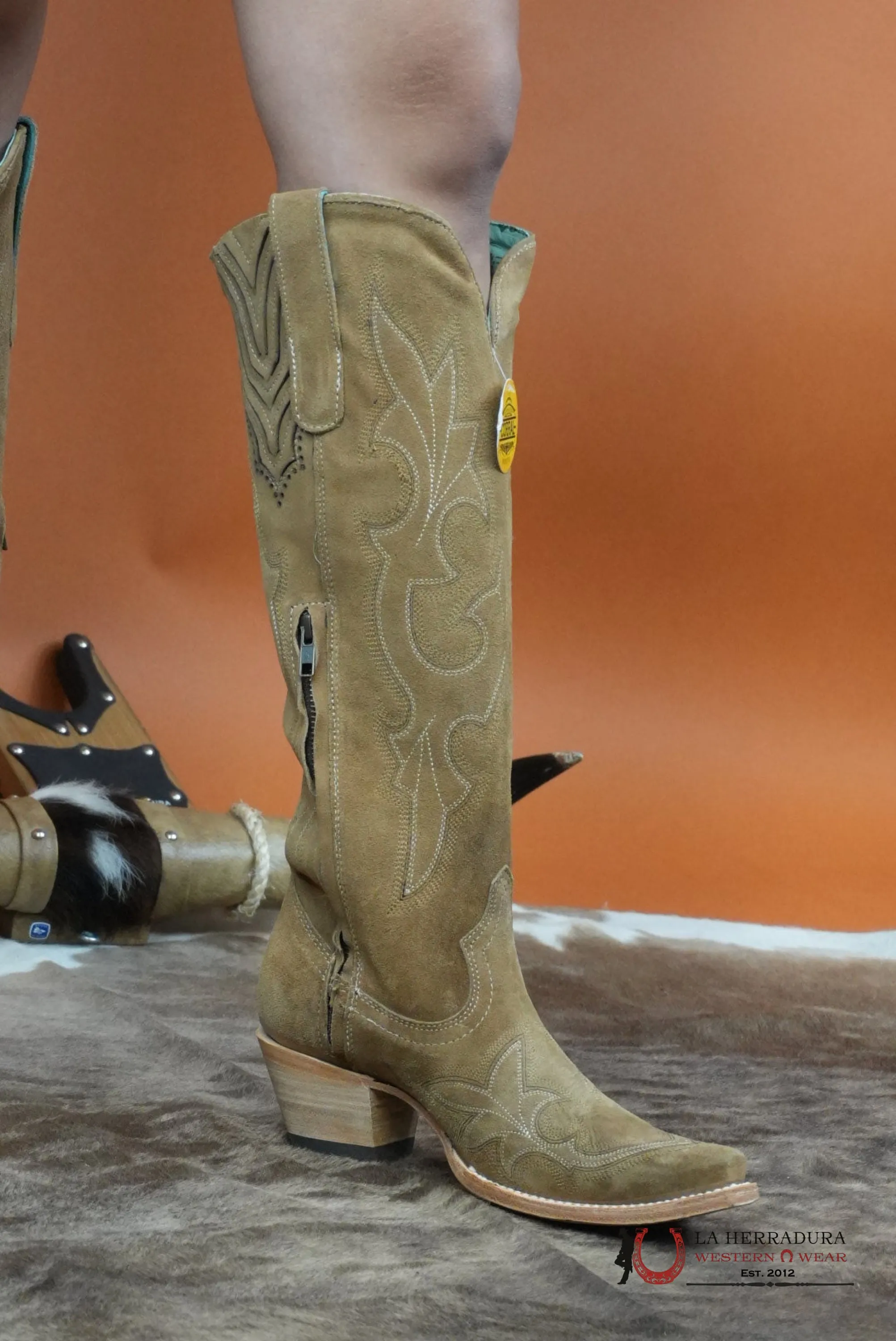 CORRAL TALL BOOT SAND SUEDE EMBROIDERY