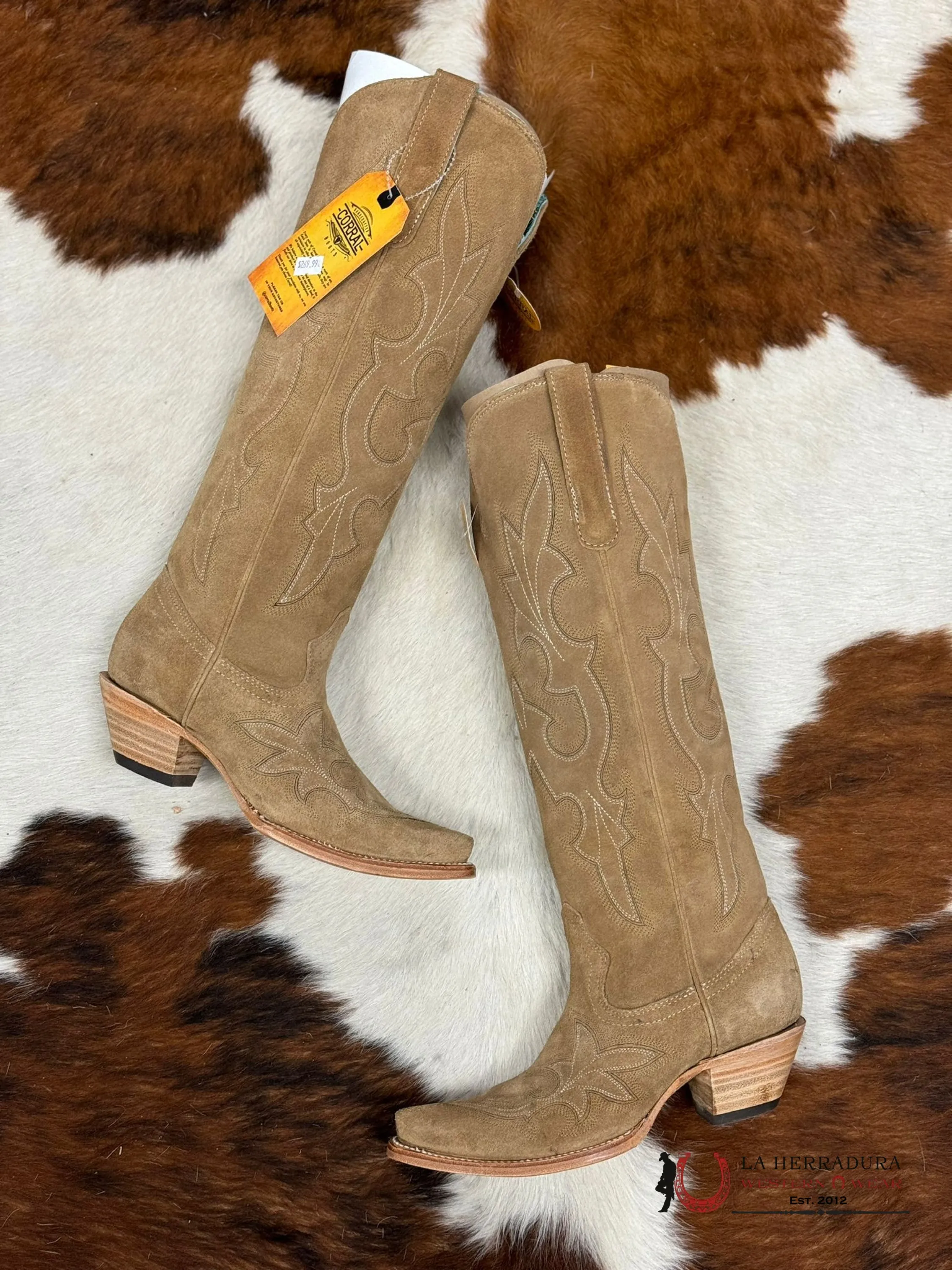 CORRAL TALL BOOT SAND SUEDE EMBROIDERY